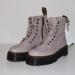 Dr Martens Taupe Platform Boots, Jadon III Leather